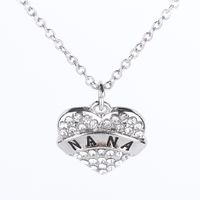Moda Mamá Forma De Corazón Aleación Embutido Diamantes De Imitación Unisexo Collar Colgante sku image 3