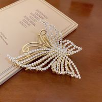 Frau Mode Schmetterling Bogenknoten Legierung Überzug Künstliche Perlen Strasssteine Haarkrallen sku image 1