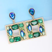 1 Pair Fashion Square Alloy Plating Inlay Glass Stone Women's Drop Earrings main image 1