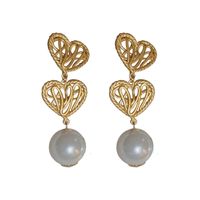1 Pair Elegant Square Heart Shape Bow Knot Copper Plating Inlay Rhinestones Pearl Drop Earrings Ear Studs main image 5