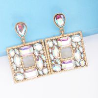 1 Pair Fashion Square Alloy Plating Inlay Glass Stone Women's Drop Earrings main image 2