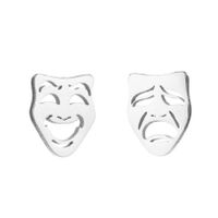 1 Pair Retro Emoji Face Titanium Steel Ear Studs sku image 1