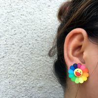 1 Piece 1 Pair Cartoon Style Flower Resin Women's Ear Clips Ear Studs Ear Hook main image 5