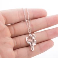 Stainless Steel Fashion Plating Cactus Pendant Necklace main image 6