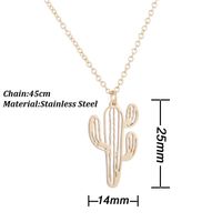 Stainless Steel Fashion Plating Cactus Pendant Necklace sku image 3