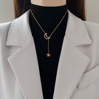 Simple Style Star Titanium Steel Copper Chain Pendant Necklace main image 3