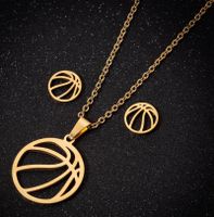 1 Set Simple Style Ball Stainless Steel Plating Earrings Necklace main image 5