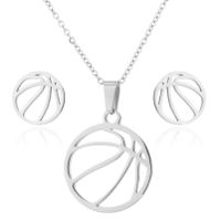 1 Set Simple Style Ball Stainless Steel Plating Earrings Necklace sku image 4