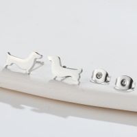 1 Pair Simple Style Dog Titanium Steel Plating Ear Studs main image 2