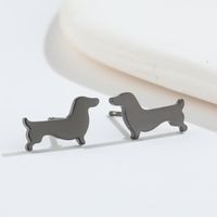 1 Pair Simple Style Dog Titanium Steel Plating Ear Studs sku image 5
