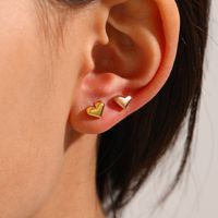1 Pair Simple Style Heart Shape Stainless Steel Plating Ear Studs main image 1