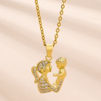 1 Piece Fashion Mama Heart Shape Alloy Plating Inlay Rhinestones 14k Gold Plated Mother's Day Pendant Necklace main image 1