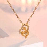1 Piece Fashion Mama Heart Shape Alloy Plating Inlay Rhinestones 14k Gold Plated Mother's Day Pendant Necklace main image 4