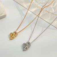 1 Piece Fashion Mama Heart Shape Alloy Plating Inlay Rhinestones 14k Gold Plated Mother's Day Pendant Necklace main image 2
