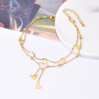 1 Pièce Sucré Forme De Cœur Acier Au Titane Incruster Coquille Femmes Bracelet De Cheville main image 5