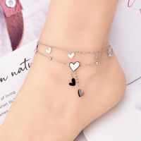 1 Pièce Sucré Forme De Cœur Acier Au Titane Incruster Coquille Femmes Bracelet De Cheville main image 4