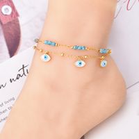 1 Piece Fashion Star Eye Turquoise Titanium Steel Inlay Shell Women's Anklet main image 5