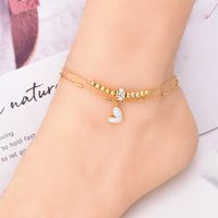 1 Piece Lady Heart Shape Titanium Steel Inlay Shell Women's Anklet sku image 1