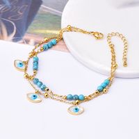 1 Piece Fashion Star Eye Turquoise Titanium Steel Inlay Shell Women's Anklet main image 4
