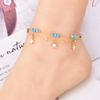 1 Piece Fashion Star Eye Turquoise Titanium Steel Inlay Shell Women's Anklet main image 6
