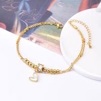 1 Piece Lady Heart Shape Titanium Steel Inlay Shell Women's Anklet main image 5