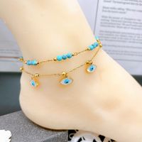 1 Piece Fashion Star Eye Turquoise Titanium Steel Inlay Shell Women's Anklet main image 3