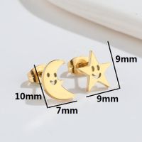 1 Pair Fashion Star Moon Wings Titanium Steel Asymmetrical Plating Hollow Out Ear Studs sku image 11