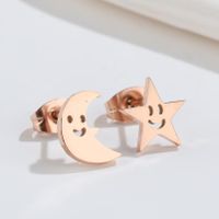 1 Pair Simple Style Star Moon Stainless Steel Ear Studs main image 3