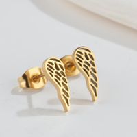 1 Pair Fashion Star Moon Wings Titanium Steel Asymmetrical Plating Hollow Out Ear Studs sku image 14