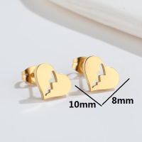 1 Pair Fashion Heart Shape Key Lightning Titanium Steel Plating Ear Studs sku image 19