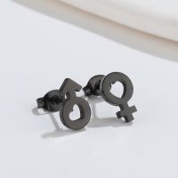 1 Pair Fashion Star Moon Wings Titanium Steel Asymmetrical Plating Hollow Out Ear Studs sku image 25