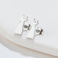 1 Pair Fashion Rabbit Turkey Cat Titanium Steel Plating Hollow Out Ear Studs main image 5
