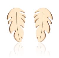 1 Pair Simple Style Feather Stainless Steel Plating Ear Studs sku image 2