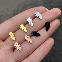 1 Pair Simple Style Feather Stainless Steel Plating Ear Studs main image 1
