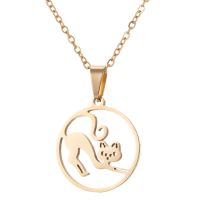 201 Stainless Steel 18K Gold Plated Simple Style Plating Moon Flower Necklace sku image 7
