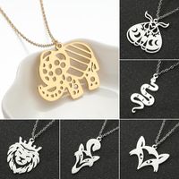 Titanium Steel Simple Style Hollow Out Plating Elephant Fox Snake Pendant Necklace main image 1