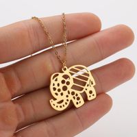 Titanium Steel Simple Style Hollow Out Plating Elephant Fox Snake Pendant Necklace sku image 7