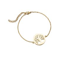 Stainless Steel Simple Style Plating Hollow Out Tree Coconut Tree Lotus Bracelets main image 5