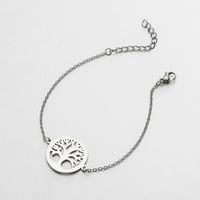 Stainless Steel Simple Style Plating Hollow Out Tree Coconut Tree Lotus Bracelets main image 2