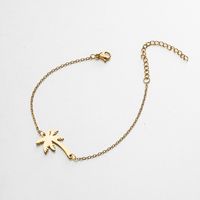 Stainless Steel Simple Style Plating Hollow Out Tree Coconut Tree Lotus Bracelets sku image 4