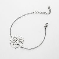Stainless Steel Simple Style Plating Hollow Out Tree Coconut Tree Lotus Bracelets sku image 3