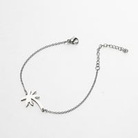 Stainless Steel Simple Style Plating Hollow Out Tree Coconut Tree Lotus Bracelets sku image 2