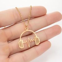 Retro Punk Electrocardiogram Headset 201 Stainless Steel Plating Hollow Out 18K Gold Plated Women'S Pendant Necklace main image 4