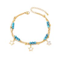 1 Piece Fashion Star Eye Turquoise Titanium Steel Inlay Shell Women's Anklet main image 2