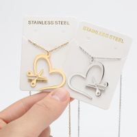 Stainless Steel Titanium Steel Retro Irregular Plating Heart Shape Necklace main image 5