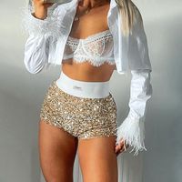 Women's Daily Vintage Style Solid Color Shorts Sequins Shorts main image 3