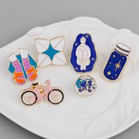 Cartoon Style Color Block Bicycle Ing Bottle Alloy Enamel Plating Kid's Brooches main image 1