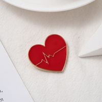 Lindo Doctor Electrocardiograma Forma De Corazón Aleación Esmalte Niños Broches sku image 1