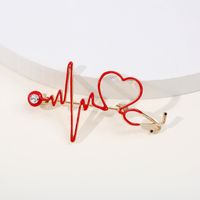 Cute Doctor Electrocardiogram Heart Shape Alloy Enamel Kid's Brooches sku image 7