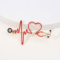 Cute Doctor Electrocardiogram Heart Shape Alloy Enamel Kid's Brooches sku image 8